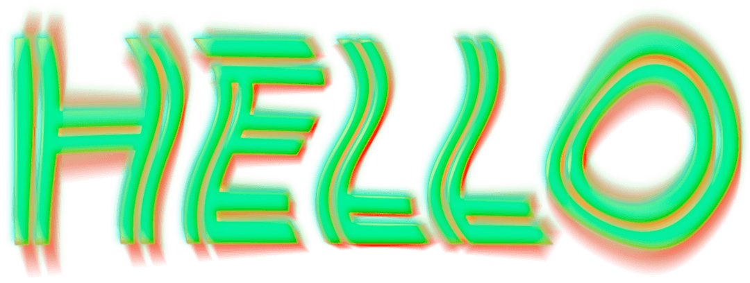 Transparent Retro Wavy HELLO Text Design in Green Red Colors