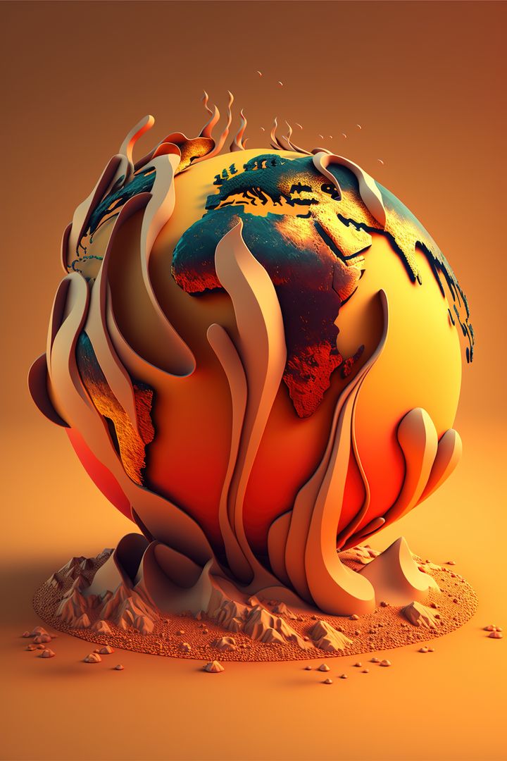 Composition of burning globe with mountains and flames, created using generative ai technology - Free Images, Stock Photos and Pictures on Pikwizard.com
