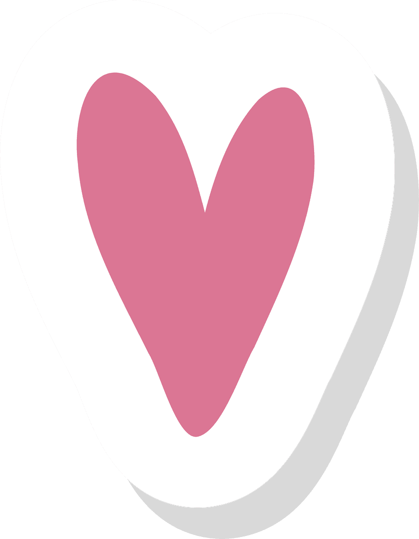 Minimalist Pink Heart Icon on Transparent Background