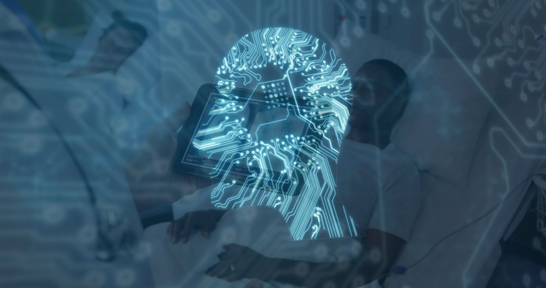 Futuristic Medicine Concept with Digital Brain Overlay