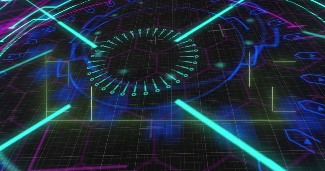 Futuristic Scope Scanning with Digital Grid Overlay