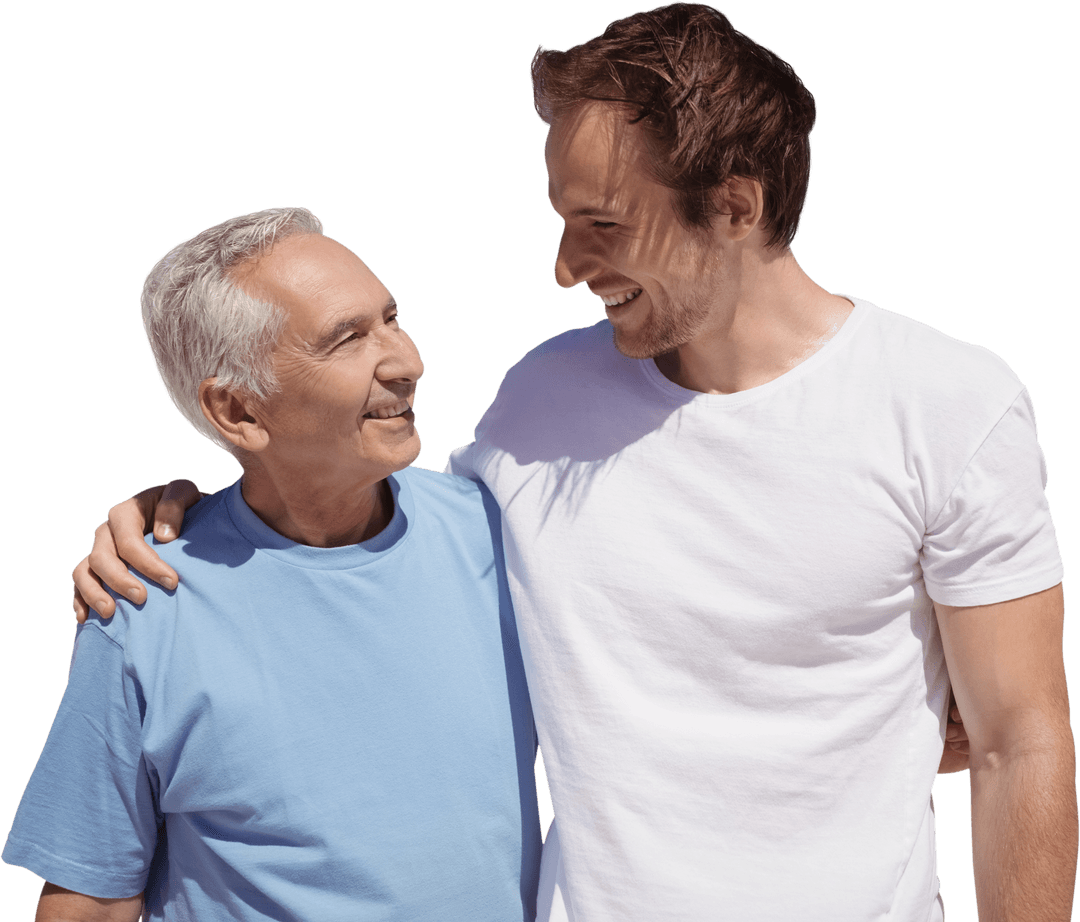 Transparent Family Bond: Son Hugging Father with Love