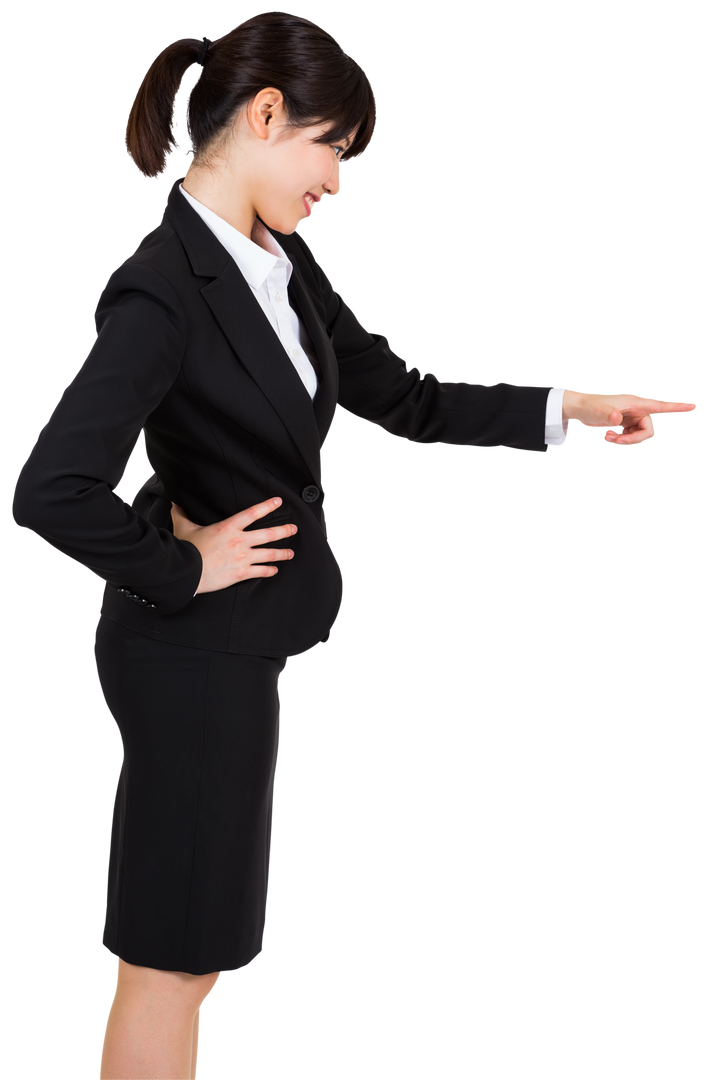 Transparent Happy Businesswoman Pointing Finger Sideways - Download Free Stock Images Pikwizard.com