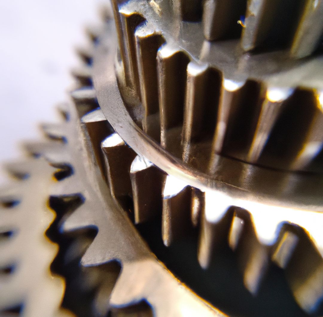 Close-Up of Interlocking Silver Gears in Motion