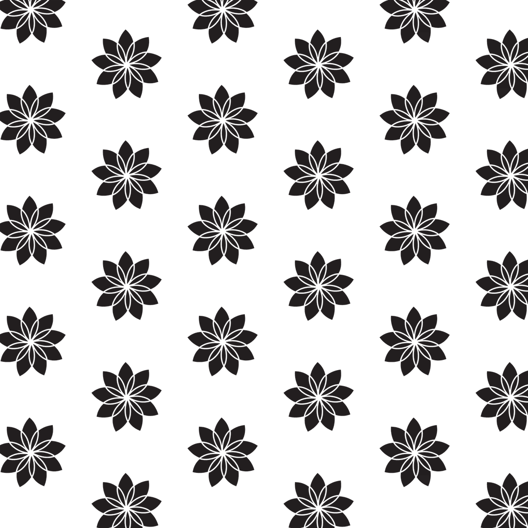 Black Floral Vector Pattern on Transparent Background