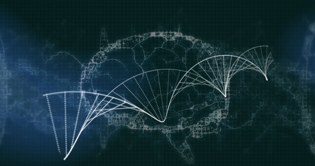 DNA Strands Overlaying Digital Brain Representation