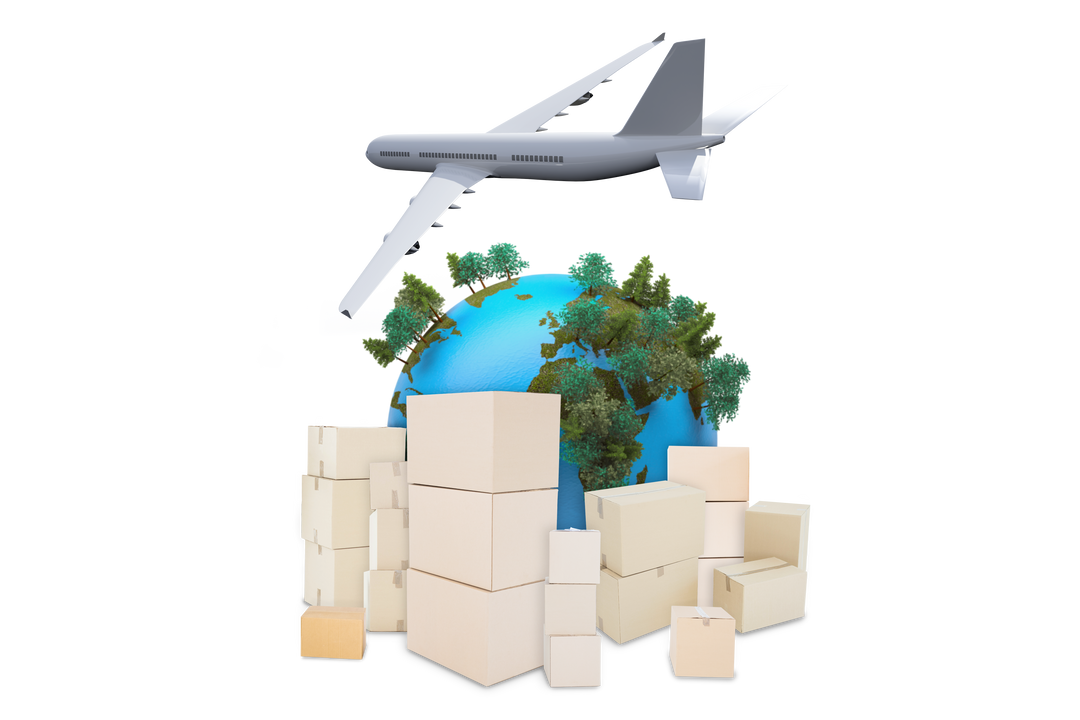 Transparent Global Online Shopping Concept with Boxes and Airplane Illustration - Download Free Stock Images Pikwizard.com