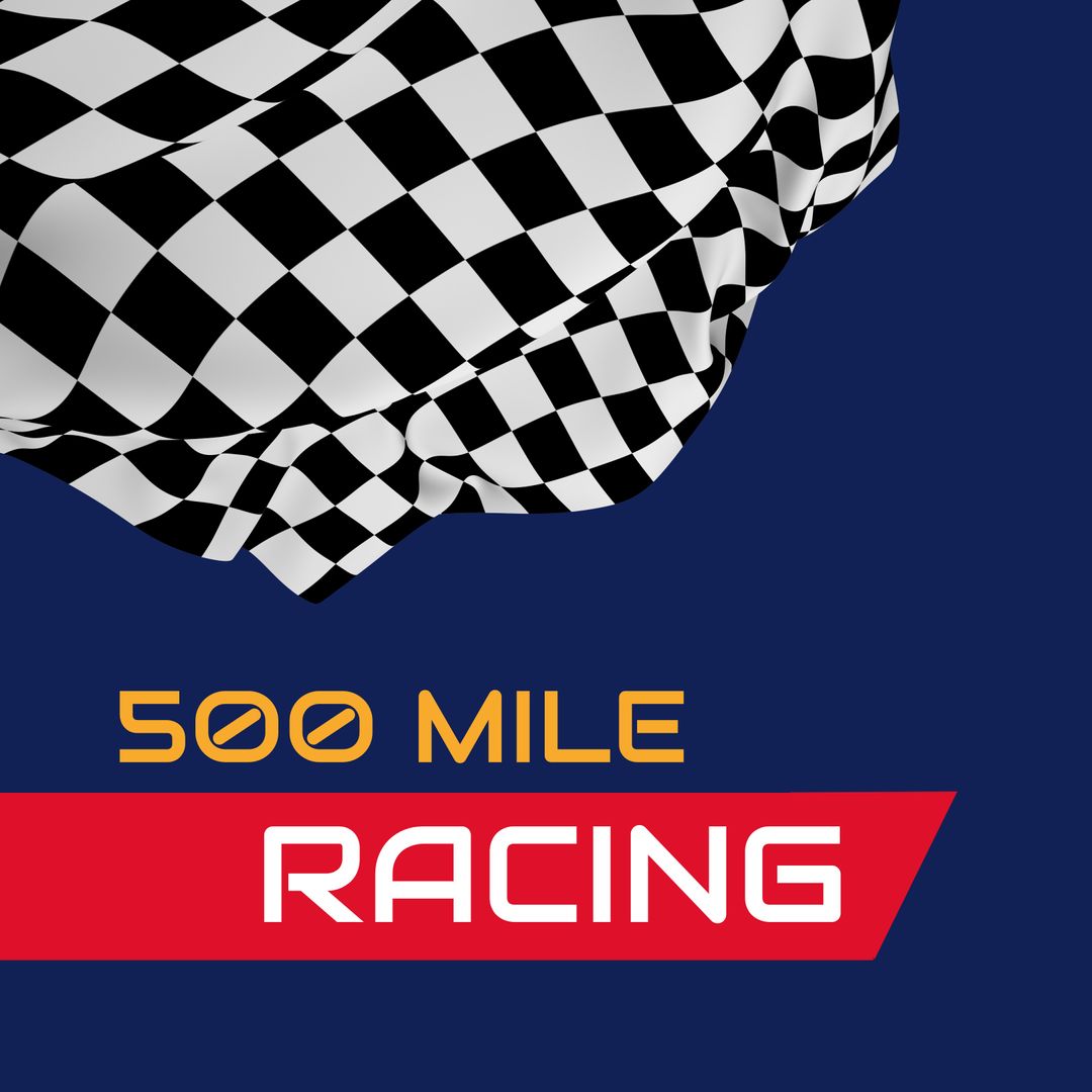 Dynamic 500 Mile Racing with Checkered Flag Design