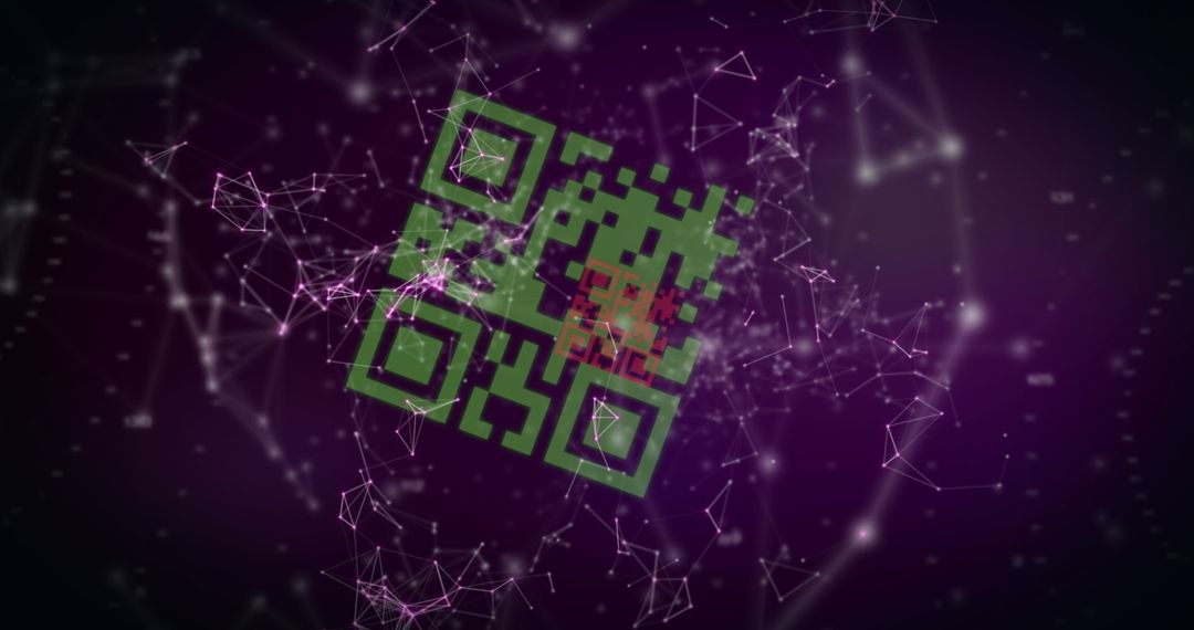Digital qr code with glowing network connections