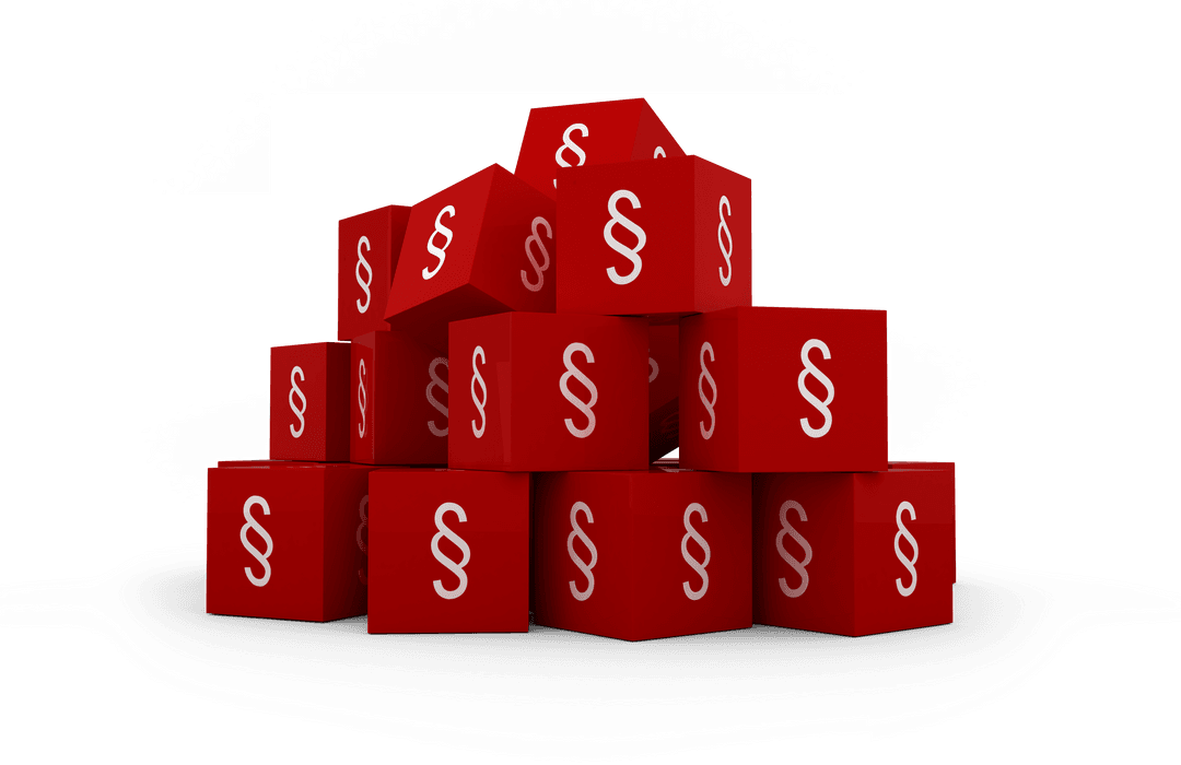 Transparent Red Blocks with Section Symbols Illustration