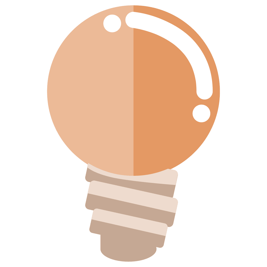Minimalist Lightbulb Illustration on Transparent Background