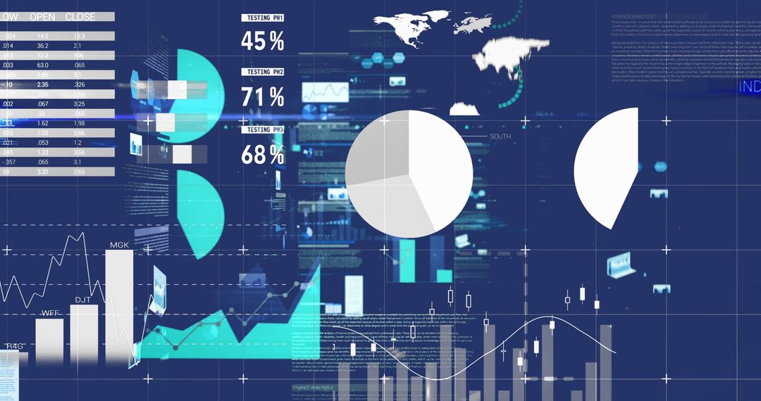 Data Visualization Interfaces on Digital Blue Background