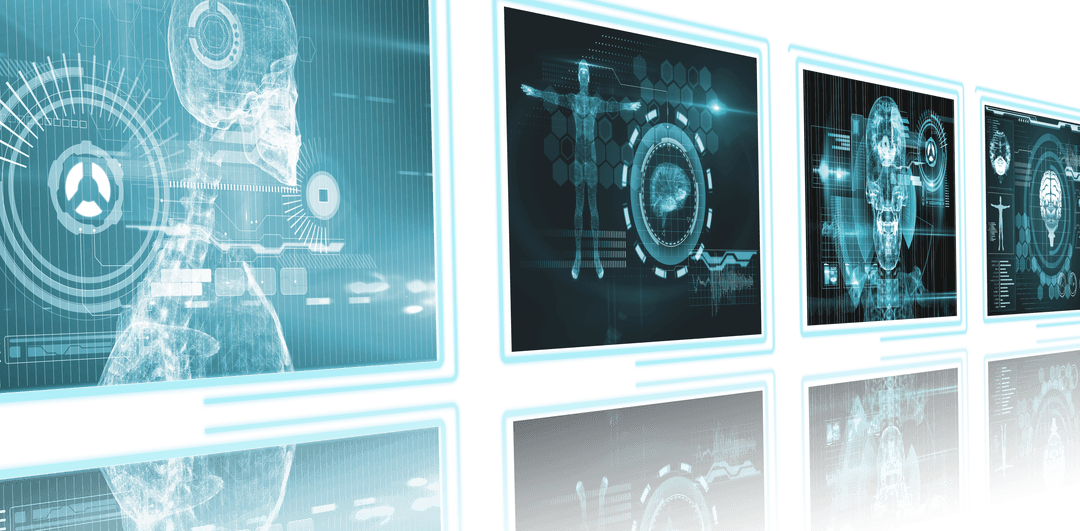 Transparent Digital Interfaces with Futuristic Blue Elements