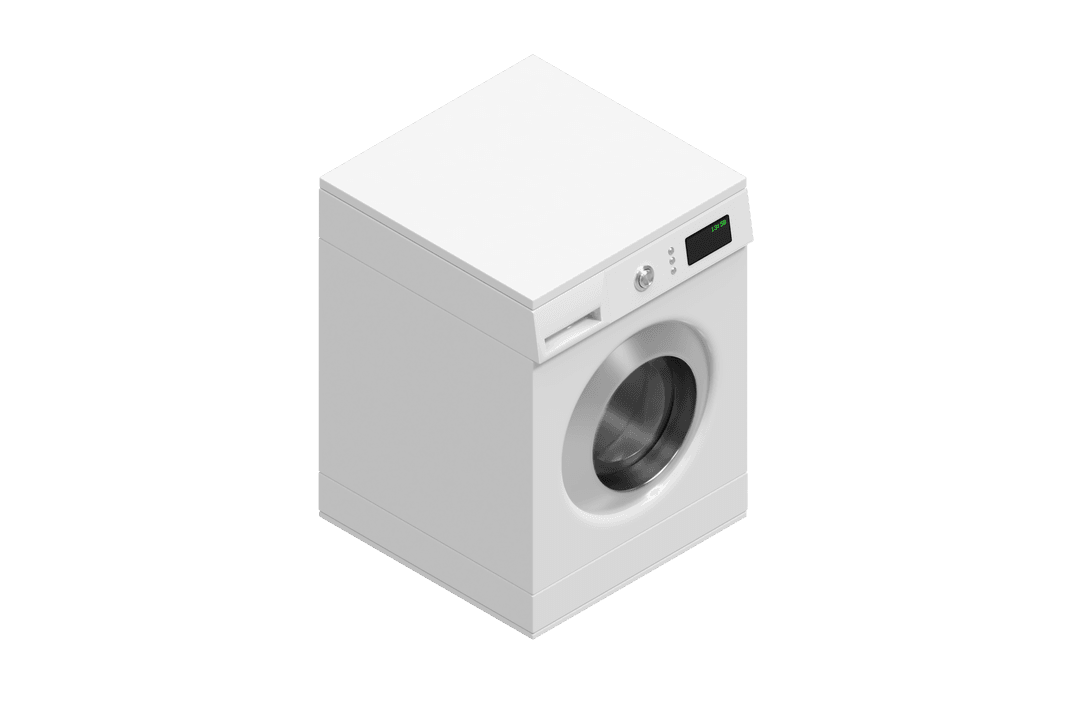 Transparent Isometric White Washing Machine Decor