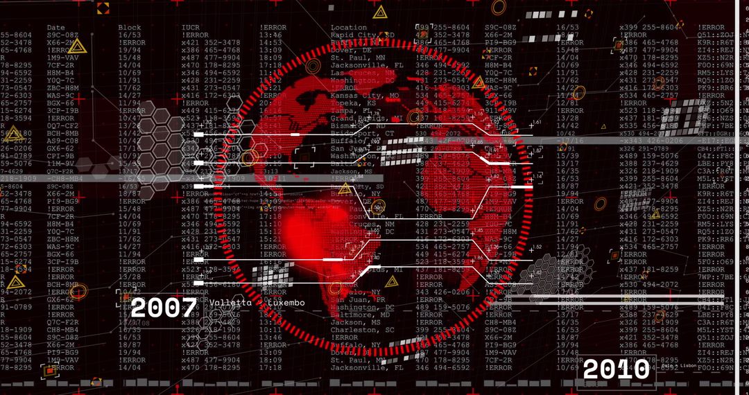 Futuristic Digital Interface with Red Globe Display