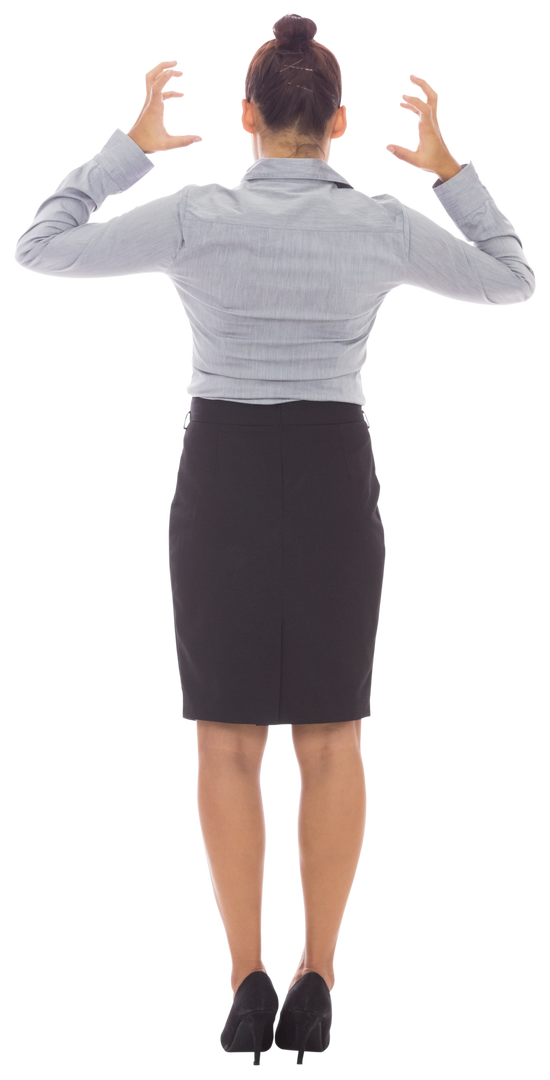 Transparent Back View of Angry Biracial Businesswoman with Hands Up - Download Free Stock Images Pikwizard.com