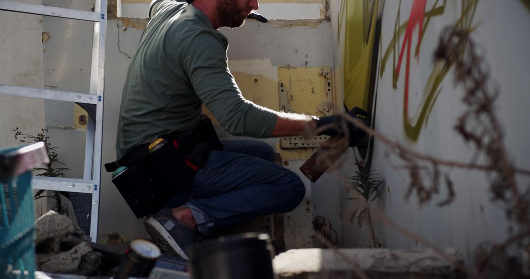 Graffiti Artist in Action Creating Street Art Mural - Free Images, Stock Photos and Pictures on Pikwizard.com