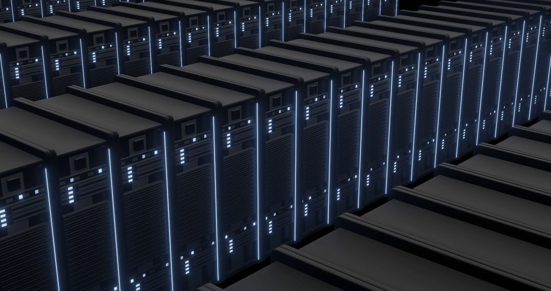 Row of Modern Data Servers in Technology Center