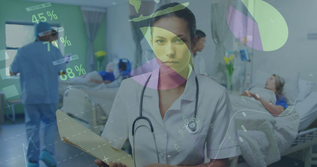 Doctor with Digital Data Interface in Hospital Setting