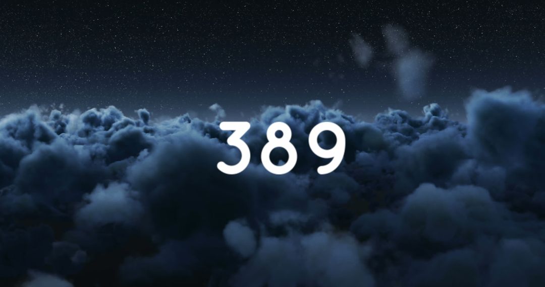 Ethereal Night Sky and Clouds with Natal Number 389