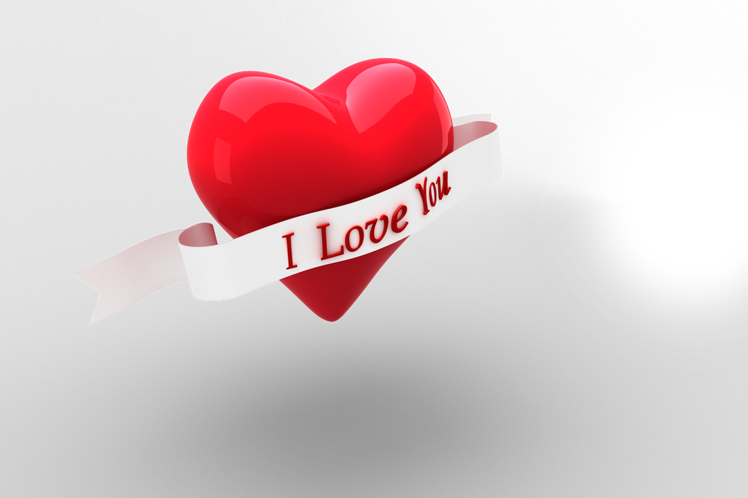 Red Heart with I Love You Text Ribbon on Transparent Background - Download Free Stock Images Pikwizard.com