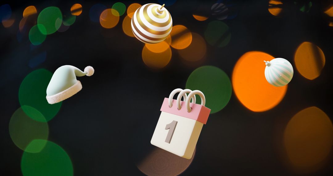Christmas Calendar Date with Festive Decorations on Bokeh Background