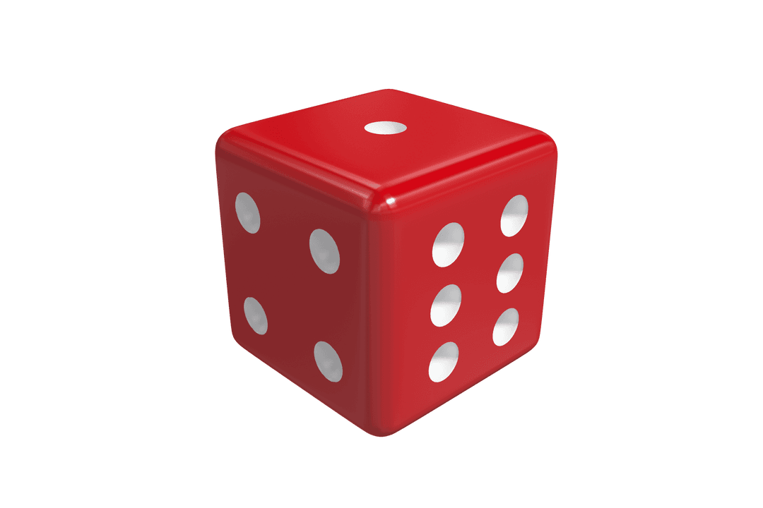 Glossy Red Dice Illustration against Transparent Background