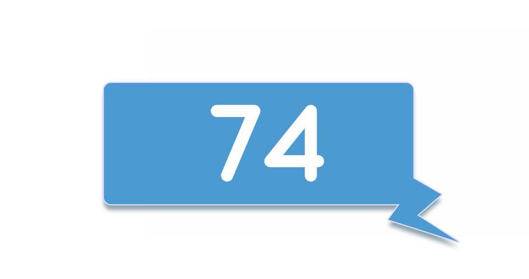 Blue Chat Bubble with Rising Number 74
