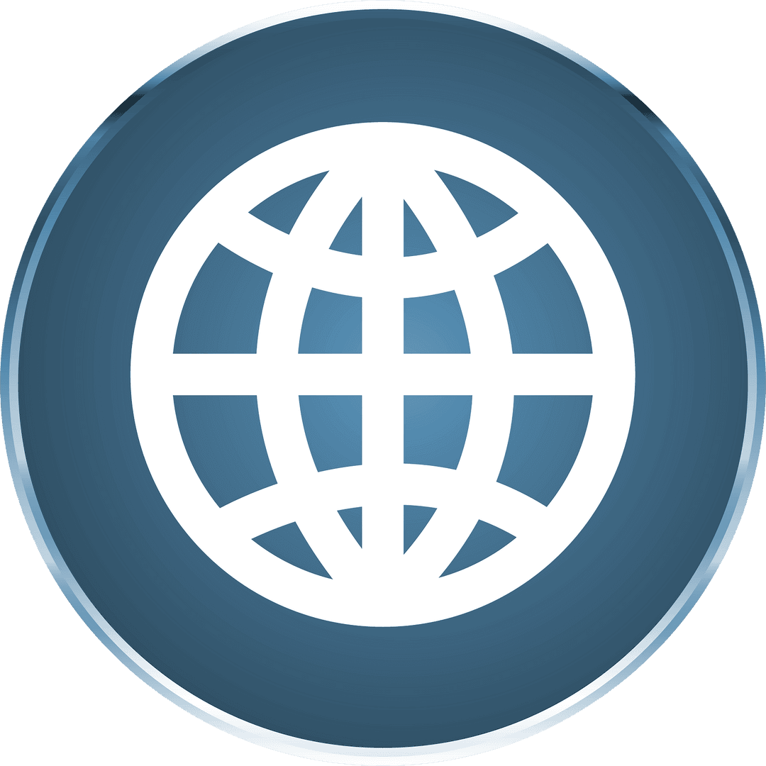 Blue Circle with Globe Icon on Transparent Background