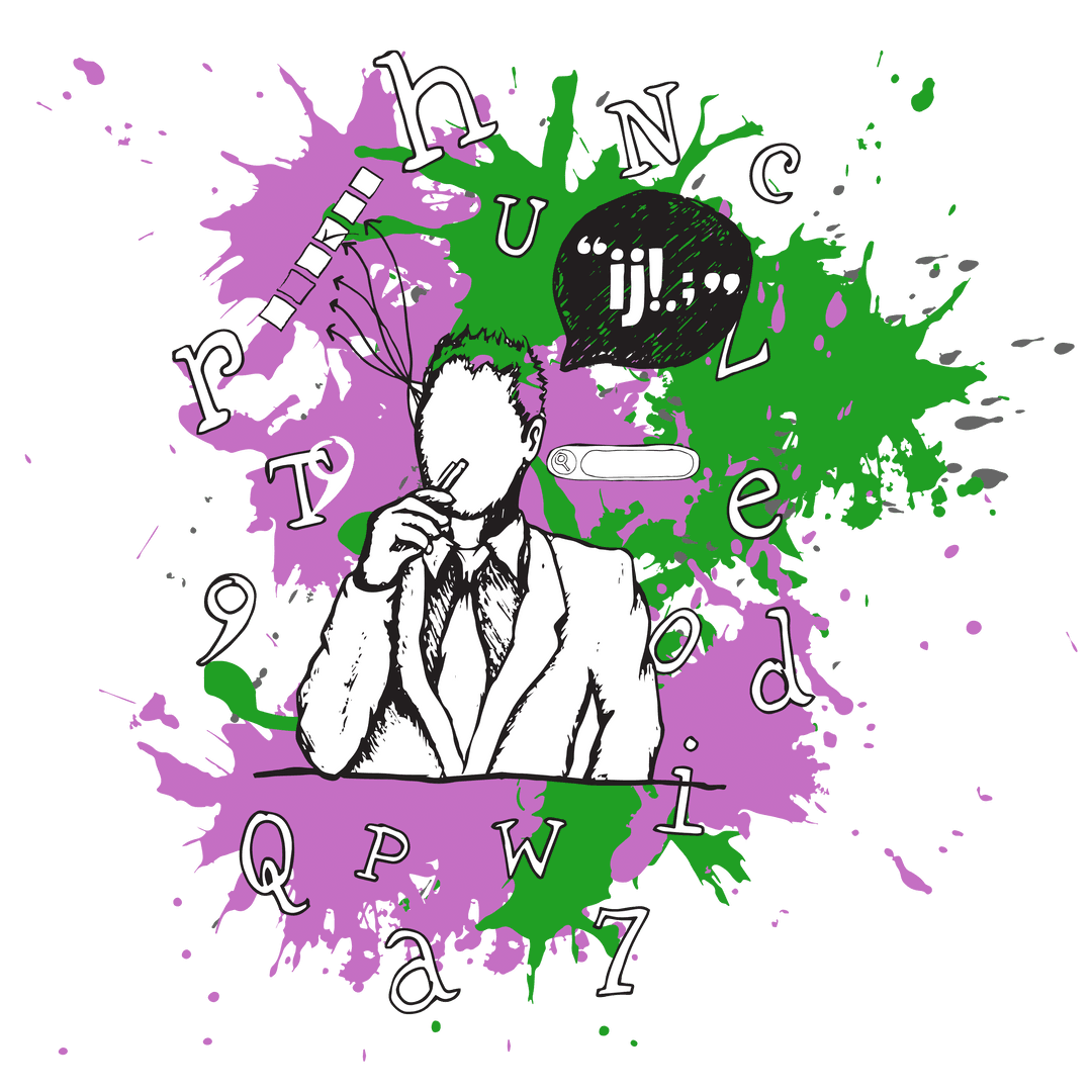 Abstract Transparent Businessman with Alphabetic Elements