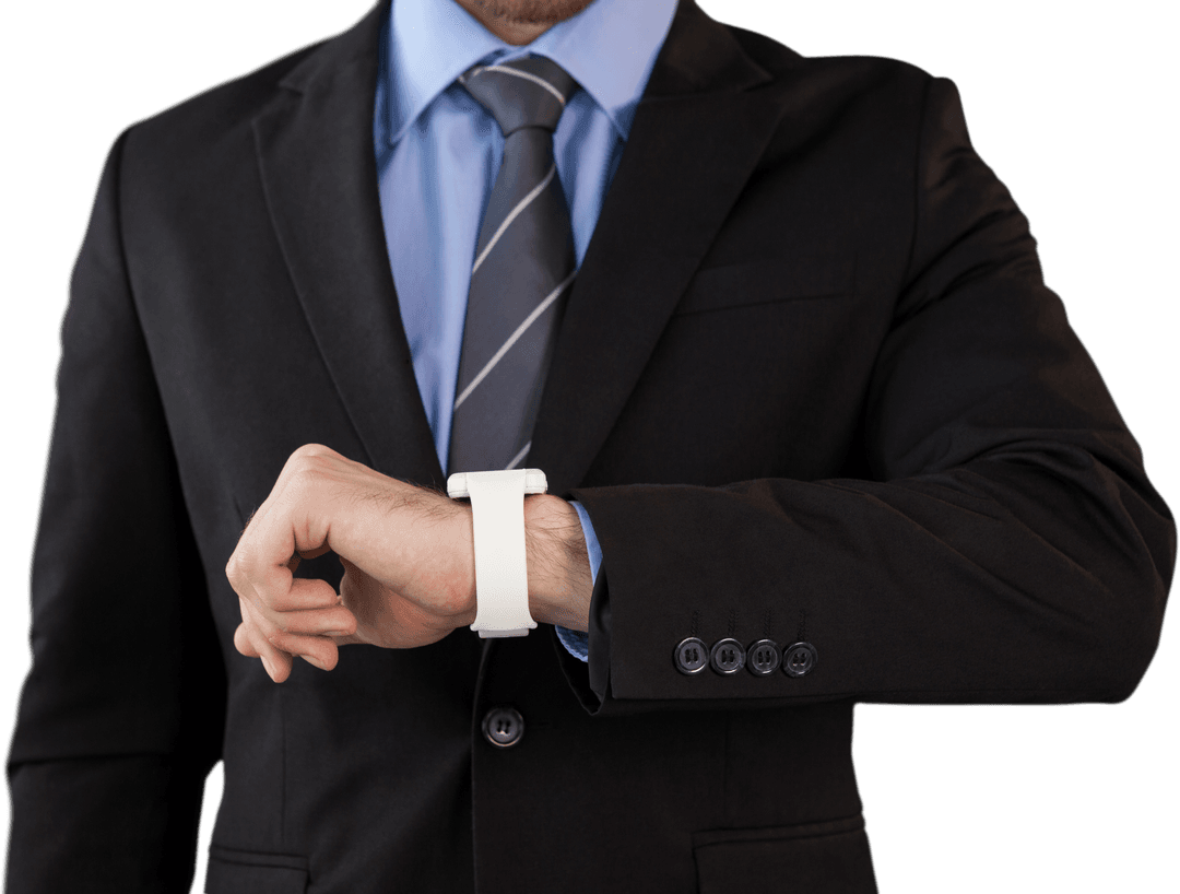 Transparent Businessman Using Smartwatch
