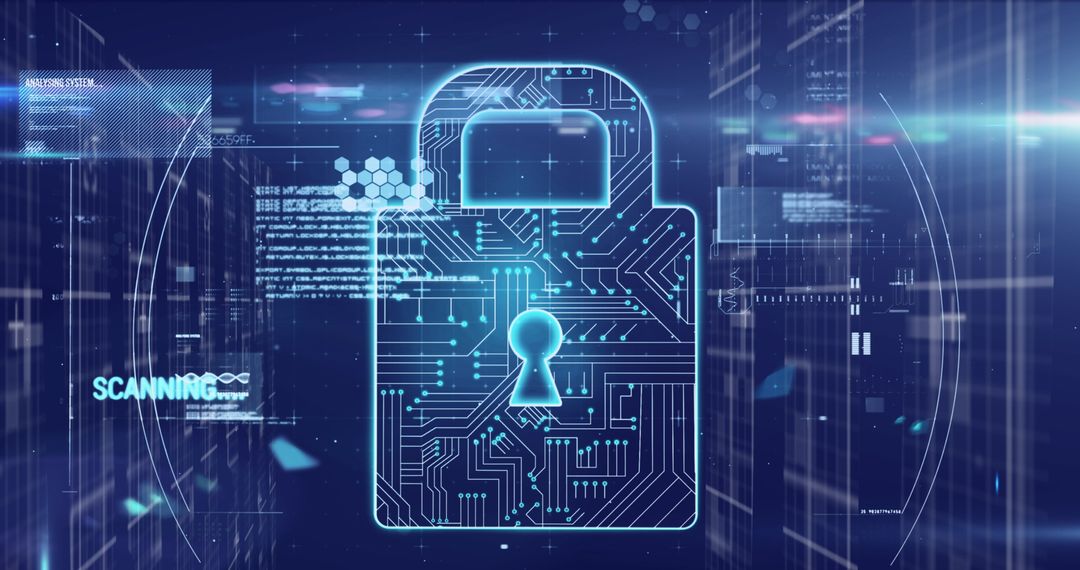 Glowing Digital Padlock Symbolizing Cybersecurity