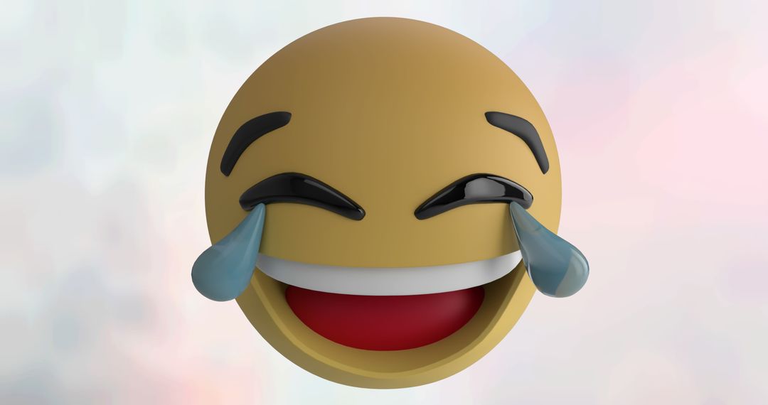 Laughing Emoji with Tears on Cloud Background