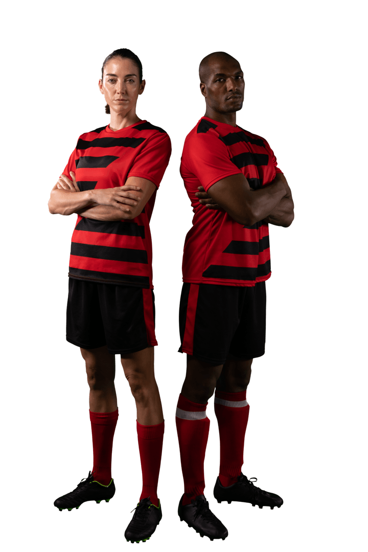 Diverse Soccer Players on Transparent Background