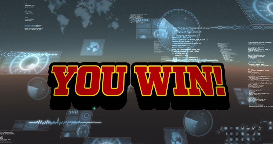 Digital You Win Overlay with Futuristic Data