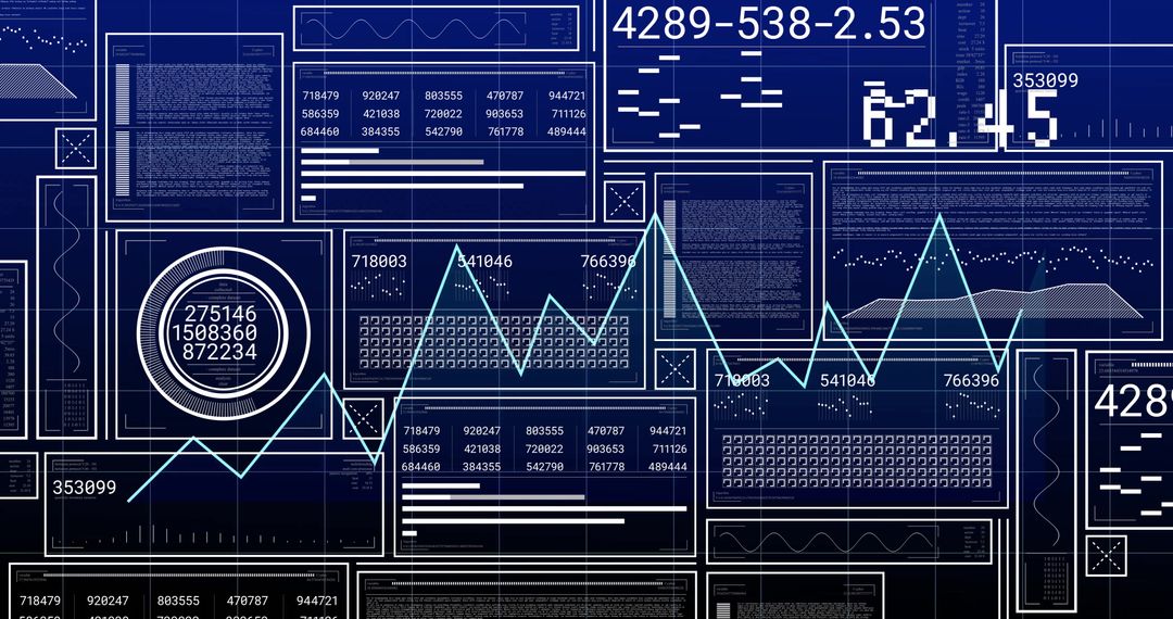 Digital Data Analytics Interface with Graphs and Numbers