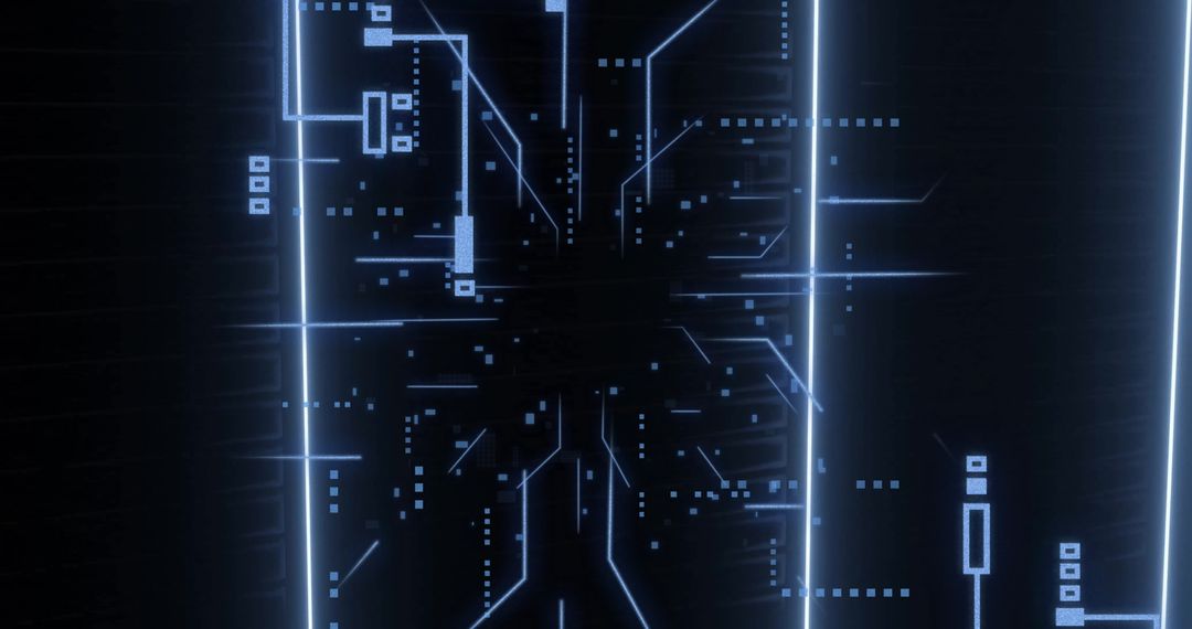 Digital Circuit Board with Glowing Lines Architecture