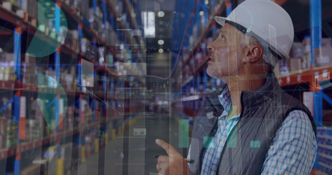 Warehouse Supervisor Analyzing Digital Inventory Data