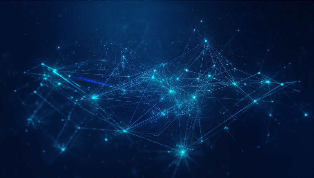 Futuristic Digital Network with Glowing Nodes and Connecting Lines