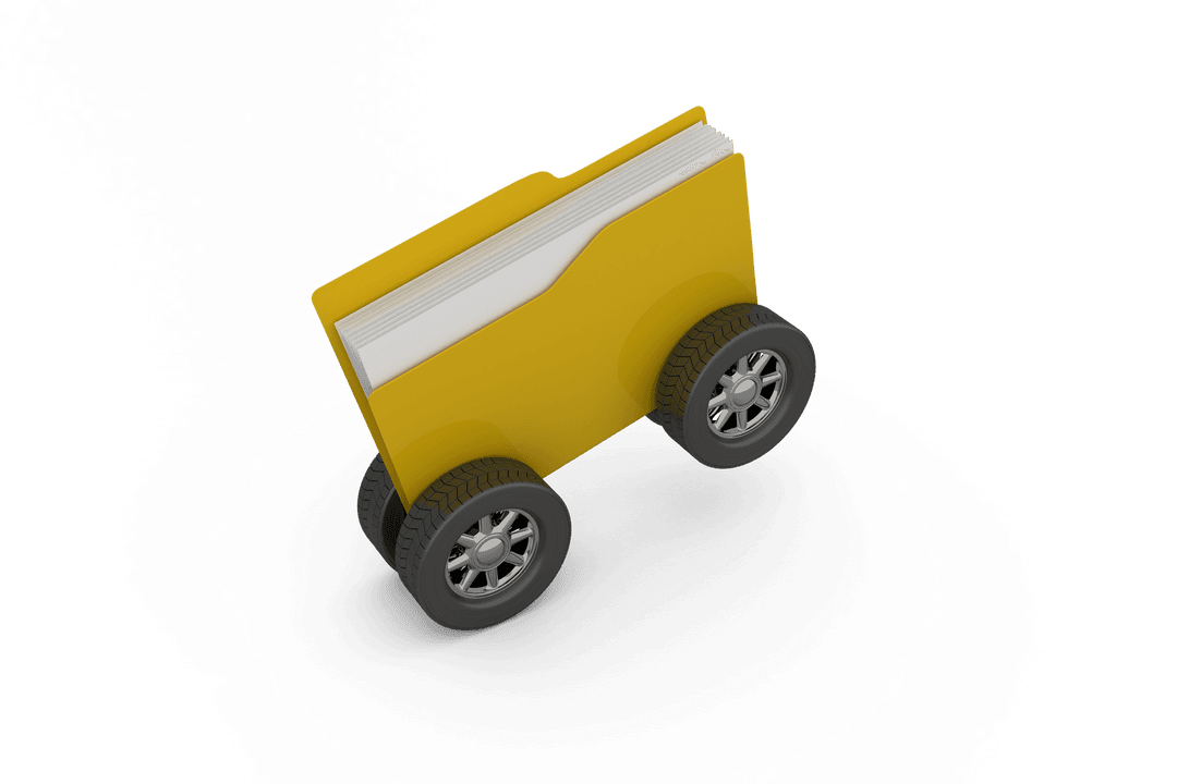 Portable Folder with Wheels on Transparent Background for Office Business