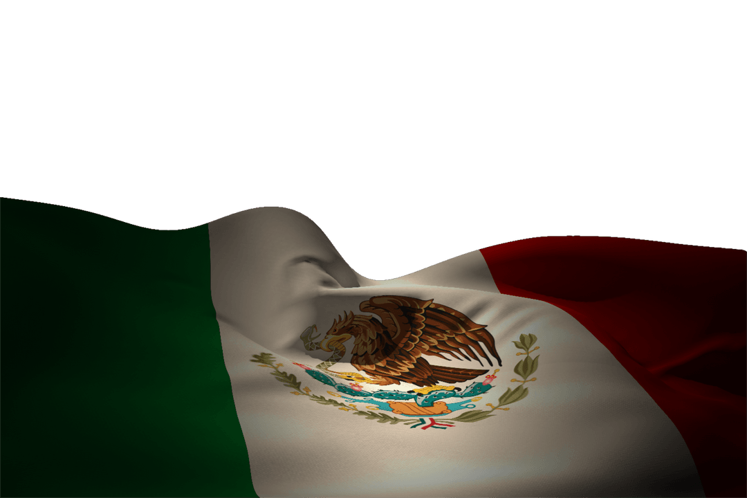 Transparent Mexican Flag Waving on Wind Isolated PNG Banner