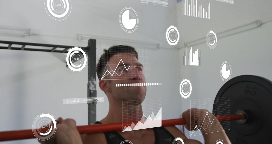 Caucasian Man Integrating Fitness with Technology in Gym