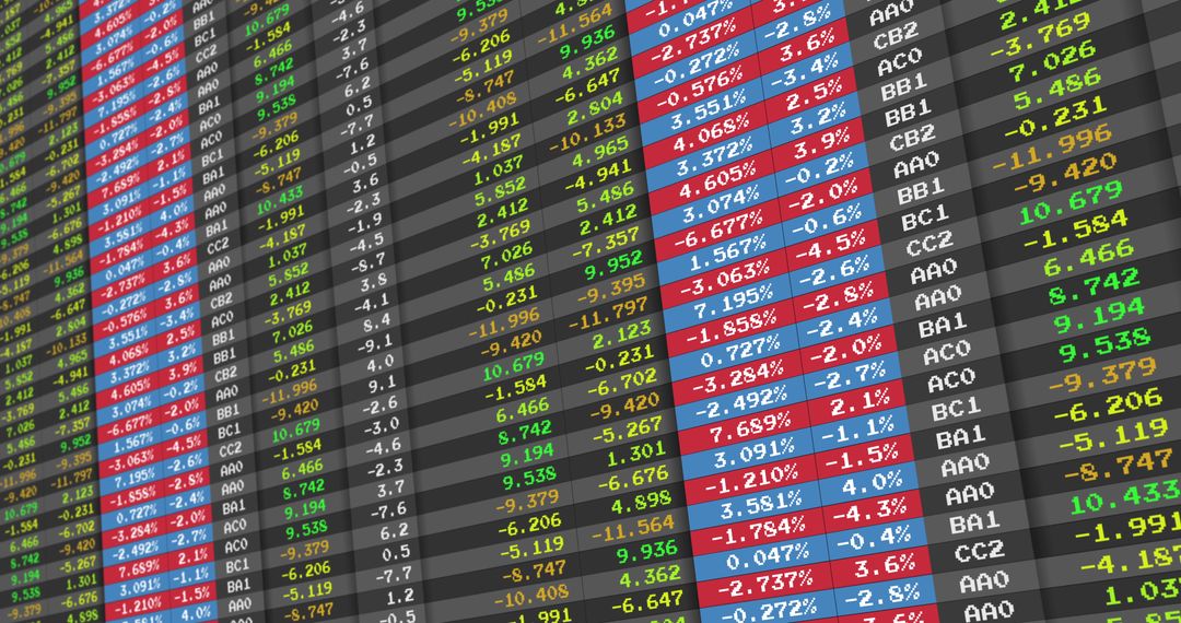 Stock Market Display with Changing Numbers