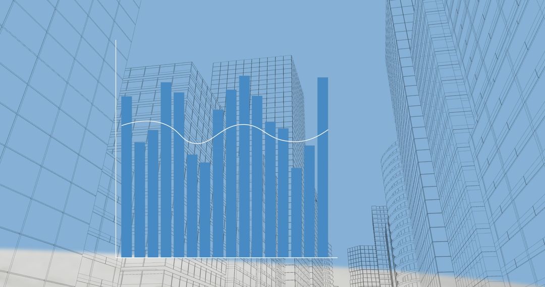 Abstract Financial Growth Graph with Urban Skyline