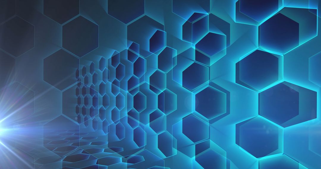Futuristic Blue Hexagonal Grid with glowing light effect