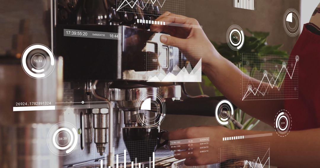 Barista Utilizing Innovative Espresso Technology in Modern Cafe