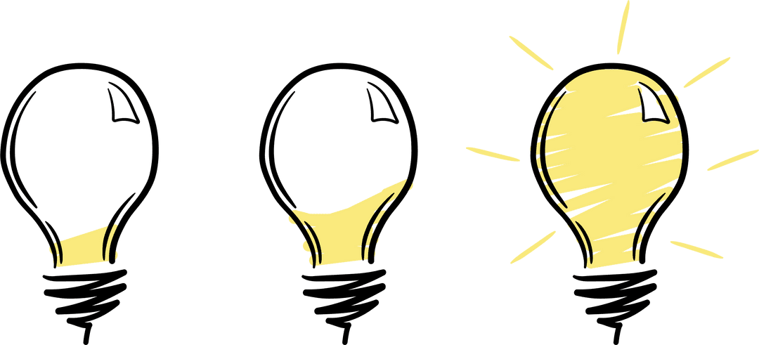 Evolution of Light Idea Illustrated with Progressive Light Bulbs