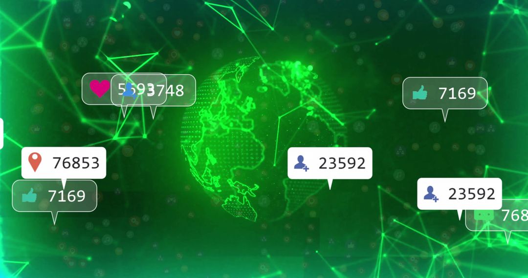 Digital World with Social Media Icons and Data Connections