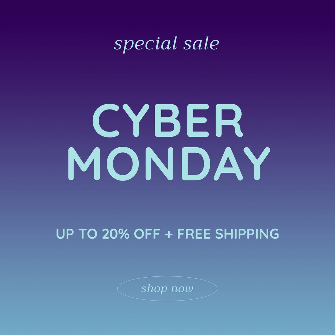 Cyber Monday Sale Promotion with Violet Blue Gradient Background