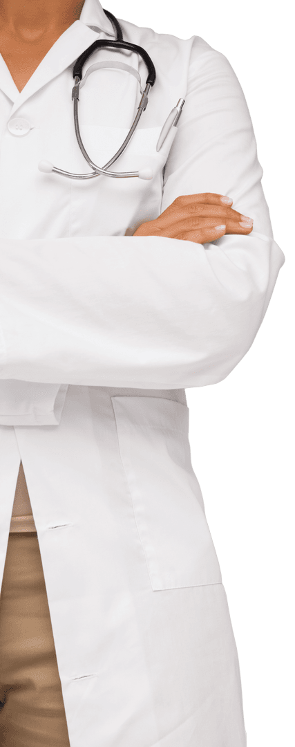 Transparent Doctor in White Coat with Stethoscope